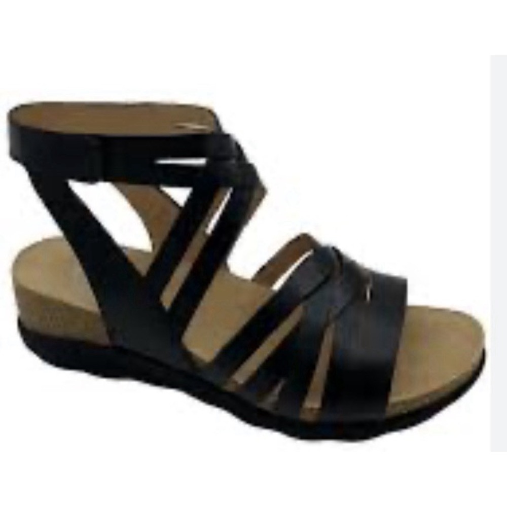 Dansko Mirabella Gladiator Sandals Size 40 US 9.5-10 Black Leather Casual Wedge